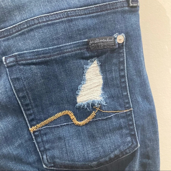 7 FOR ALL MANKIND Sz 29 Josephina Skinny Boyfriend High Rise Distressed - Picture 11 of 11